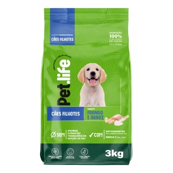 Racao Sem Transgenico Pet Life Filhote 3 Kg Formula Natural