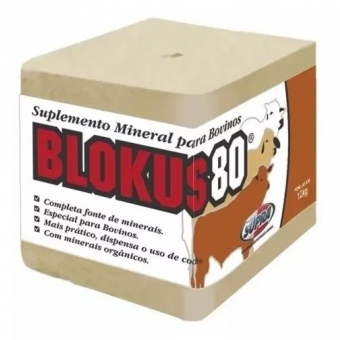 Bloco De Sal Mineral Blokus 80 Bovinos Boi Vaca Gado 12kg