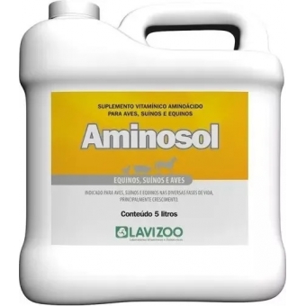 Aminosol 5l Lavizoo Suplemento Equinos Aves E Suínos