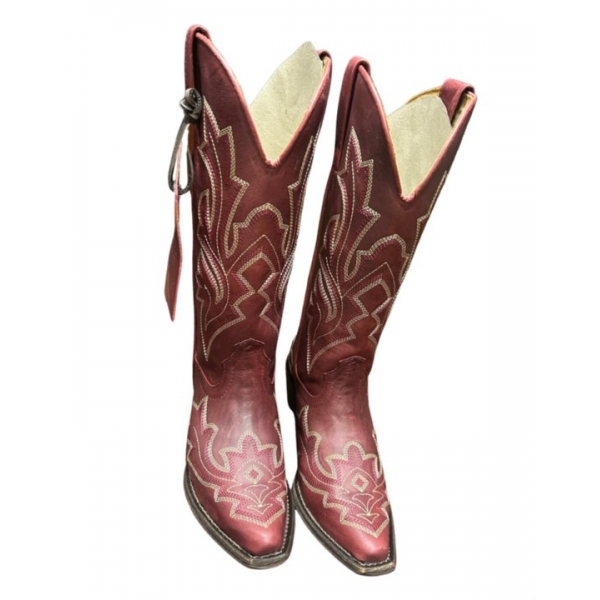 BOTA FEMININA BONAZUS RED WESTERM DE COURO