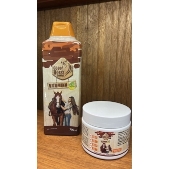 COMBO SHAMPOO VITAAMINA A E MÁSCARA PARA HIDRATAÇÃO GOOD HORSE