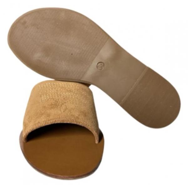 Rasteirinha Couro Legítimo Zenz Western Caramelo Bordado