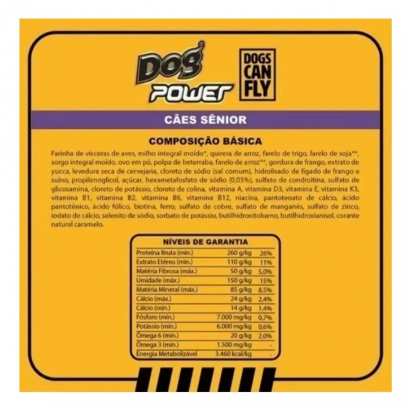 Ração Super Premium Dog Power Cães Sênior Frango Arroz 15k