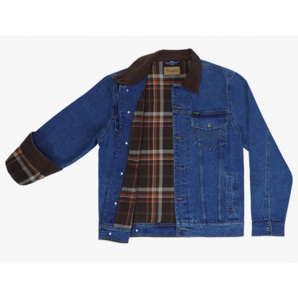 Jaqueta Country Masculina Wrangler Jeans Com Forro Flanelado