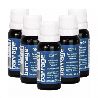 Kit 5 Barrage Zoetis Carrapaticida,Mosquicida,Piretóide 20 Ml