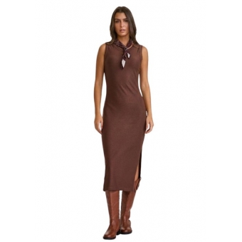 Vestido Feminino TXC Midi Malha Moletom Marrom