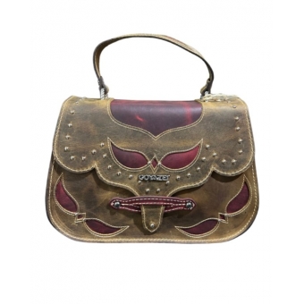 Bolsa Goyazes B-2608-3 Couro Dallas Ocre e Couro Dallas Pinhão