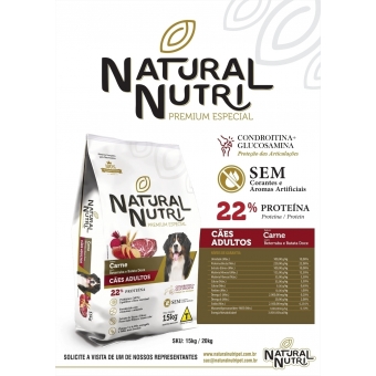 Ração Para Caes Natural Nutri Premium Especial Carne Beterraba e Batata Doce 15KG