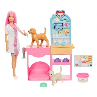 Barbie Veterinária com Animais de Estimação e Acessórios