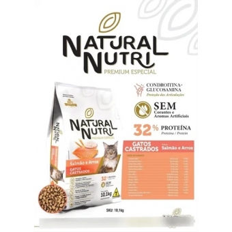 Ração Natural Nutri Gatos Castrados Salmão E Arroz 10,1kg