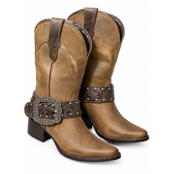 BOTA FEMININA VIMAR BOOTS CASTANHO/FOSSIL
