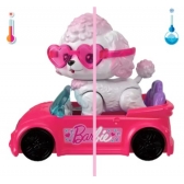 BARBIE FAMILY PETS POODLE BRANCO + CARRO ROSA