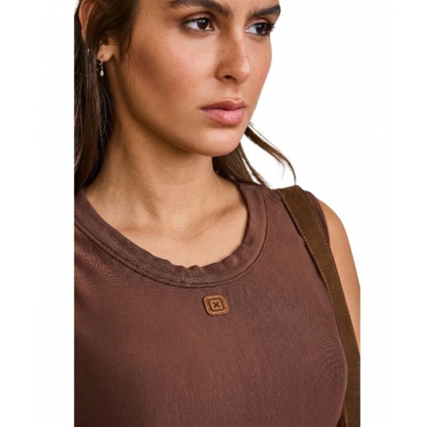 Vestido Feminino TXC Midi Malha Moletom Marrom