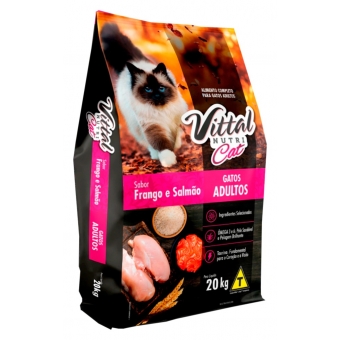 Ração Vittal Nutri Cat Gatos Adultos Frango Salmão 20kg