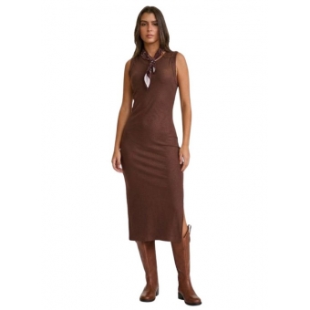 Vestido Feminino TXC Midi Malha Moletom Marrom