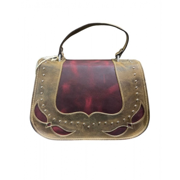 Bolsa Goyazes B-2608-3 Couro Dallas Ocre e Couro Dallas Pinhão
