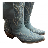 BOTA FEMININA BONAZUS AZUL WESTERM DE COURO