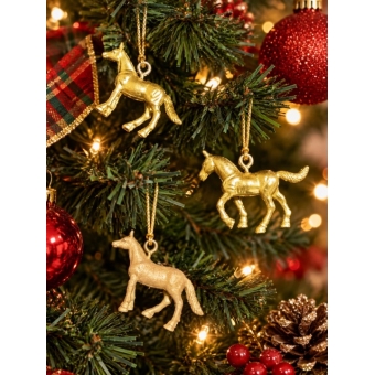 CAVALINHO ENFEITE DE ARVORE DE NATAL  KIT COM 12 PÇ