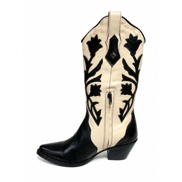 BOTA FEMININA VIMAR BOOTS PRETO/OFF