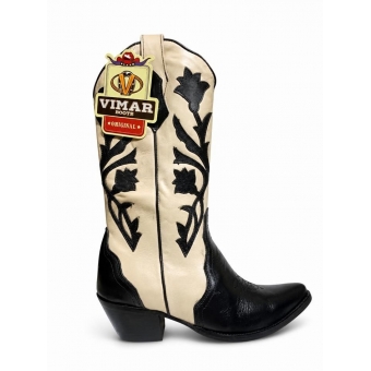 BOTA FEMININA VIMAR BOOTS PRETO/OFF