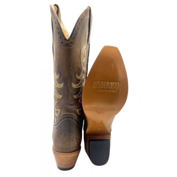 BOTA EM COURO MARRON BONAZUS