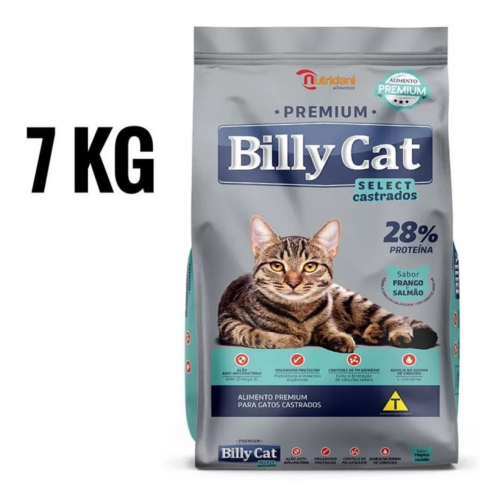Alimento Gato Castrado Billy Cat Premium Frango/salmão 7kg