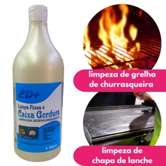 Limpa Fossa Caixa Gordura ED+ Limpador Desengordurante Remove Óleos Gorduras Ralos 1L Grelhas