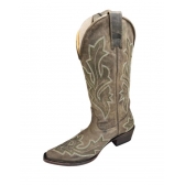 BOTA EM COURO COM BORDADO EM DETALHES VERDE BONAZUS