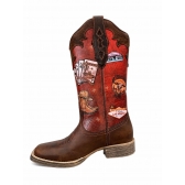 BOTA VIMAR BOOTS FOSSIL/SELLA MAGNUM RUSTIC ESTAMPA VERMELHA